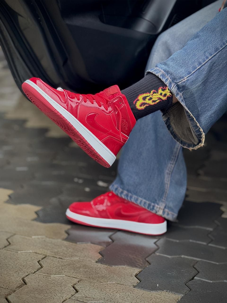 Air Jordan 1 Mid-Top "Patent Red" - Unisex Premium Sneakers